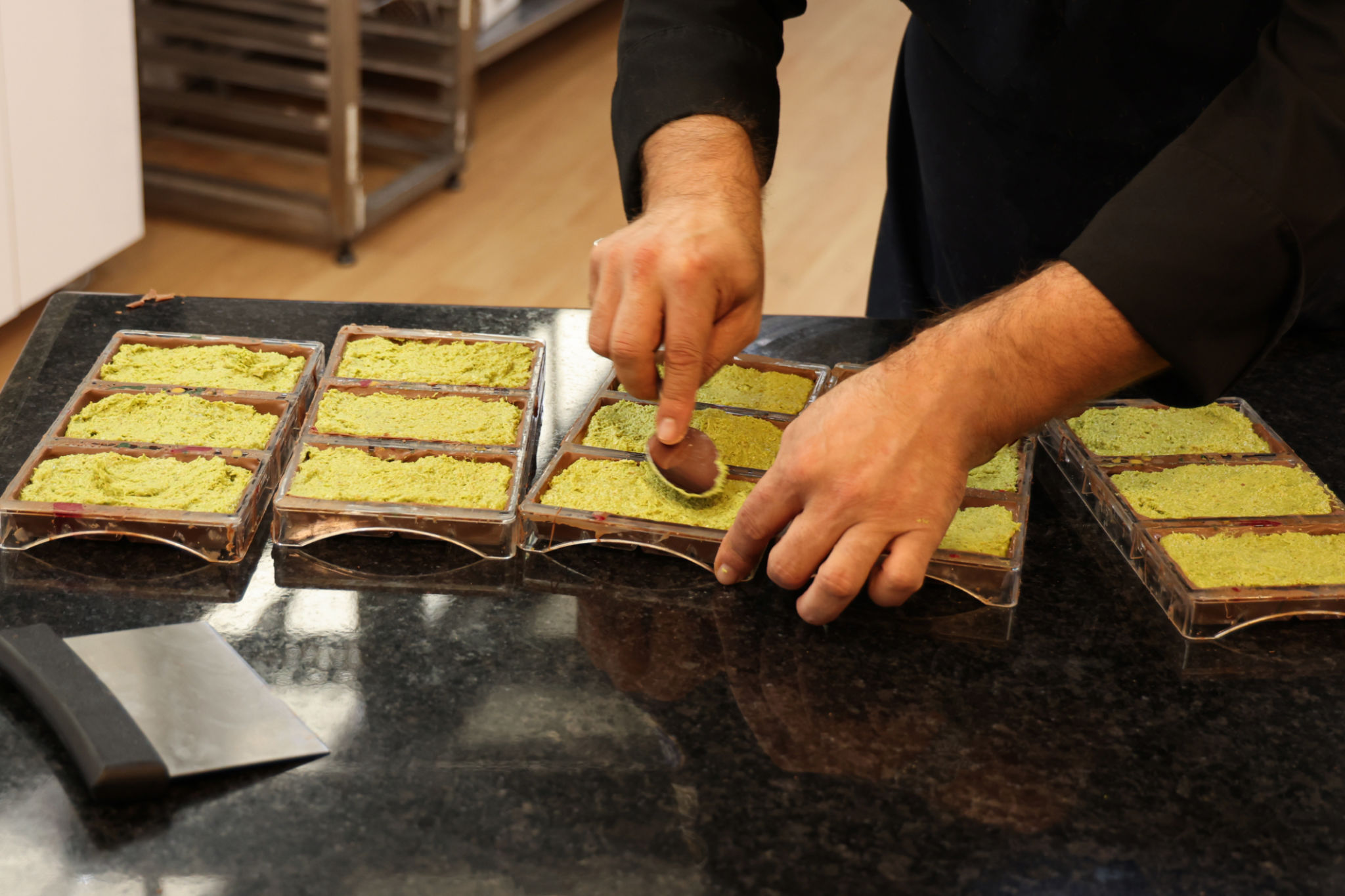 Chef prepares Dubai chocolate in his kitchen Chef prepares Dubai chocolate in his kitchen