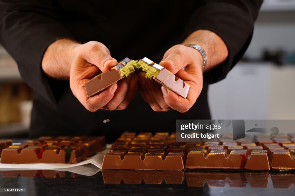 Male chef shows off his newly prepared Dubai chocolate