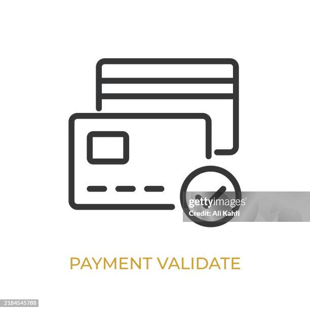 payment validate glyph line icon. thin line icon that can be applied anywhere, simple, pixel perfect and modern style - customer data protection stock illustrations