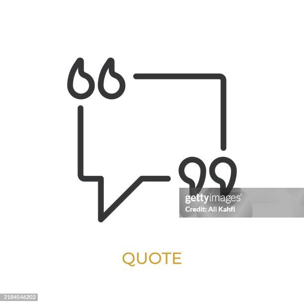 symbol für die anführungszeichenlinie. dünnes liniensymbol, das überall angewendet werden kann, einfach, pixelgenau und moderner stil - würdigung stock-grafiken, -clipart, -cartoons und -symbole