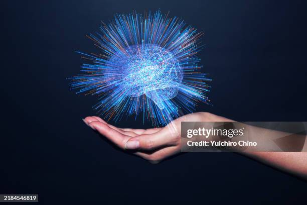 human using ai brain - supercomputer stock-fotos und bilder