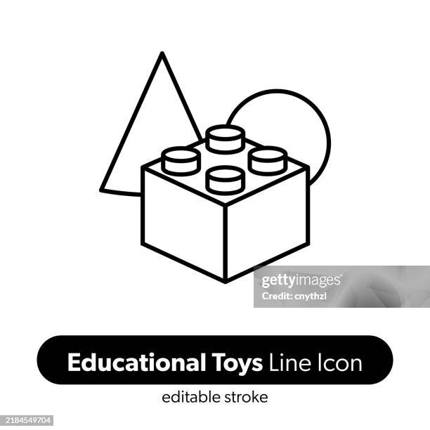 educational toys line icon. editable stroke vector icon. - building blocks vector stock illustrations
