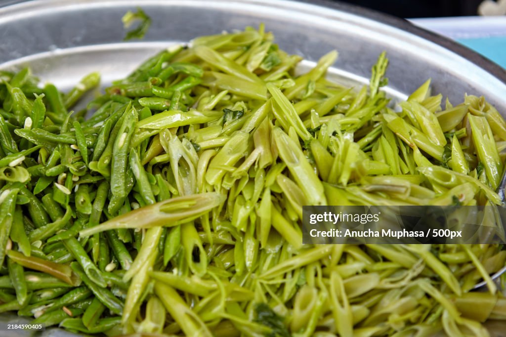 Close-up view of boiled sliced vegetable in bowl