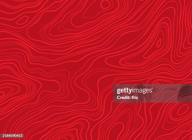 red topographic wave terrain map abstract background - mountain trail map vector stock illustrations