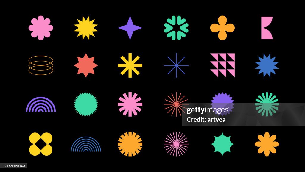 Vector set of minimalism geometric Bauhaus style symbol design elements