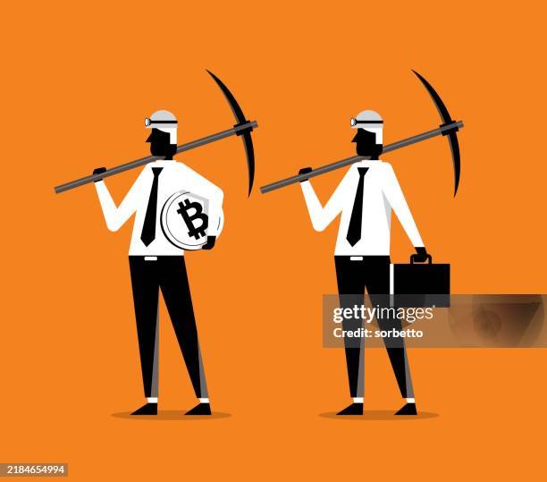 bitcoin mining - mining pick stock illustrations