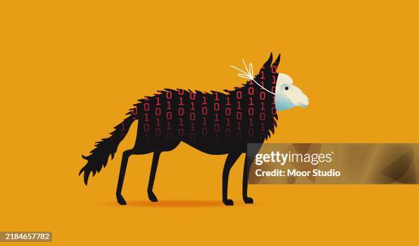 stockillustraties, clipart, cartoons en iconen met digital wolf in sheep mask vector illustration - witteboordencriminaliteit