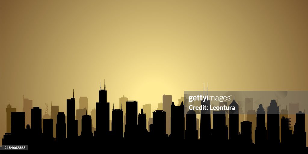 Chicago Skyline Silhouette (All Buildings Are Moveable and Complete)