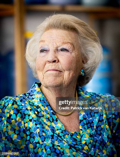 Princess Beatrix of The Netherlands visits Perpetual Plastics project by EPIC Sint Maarten, a NGO that works on nature conservation and environmental...