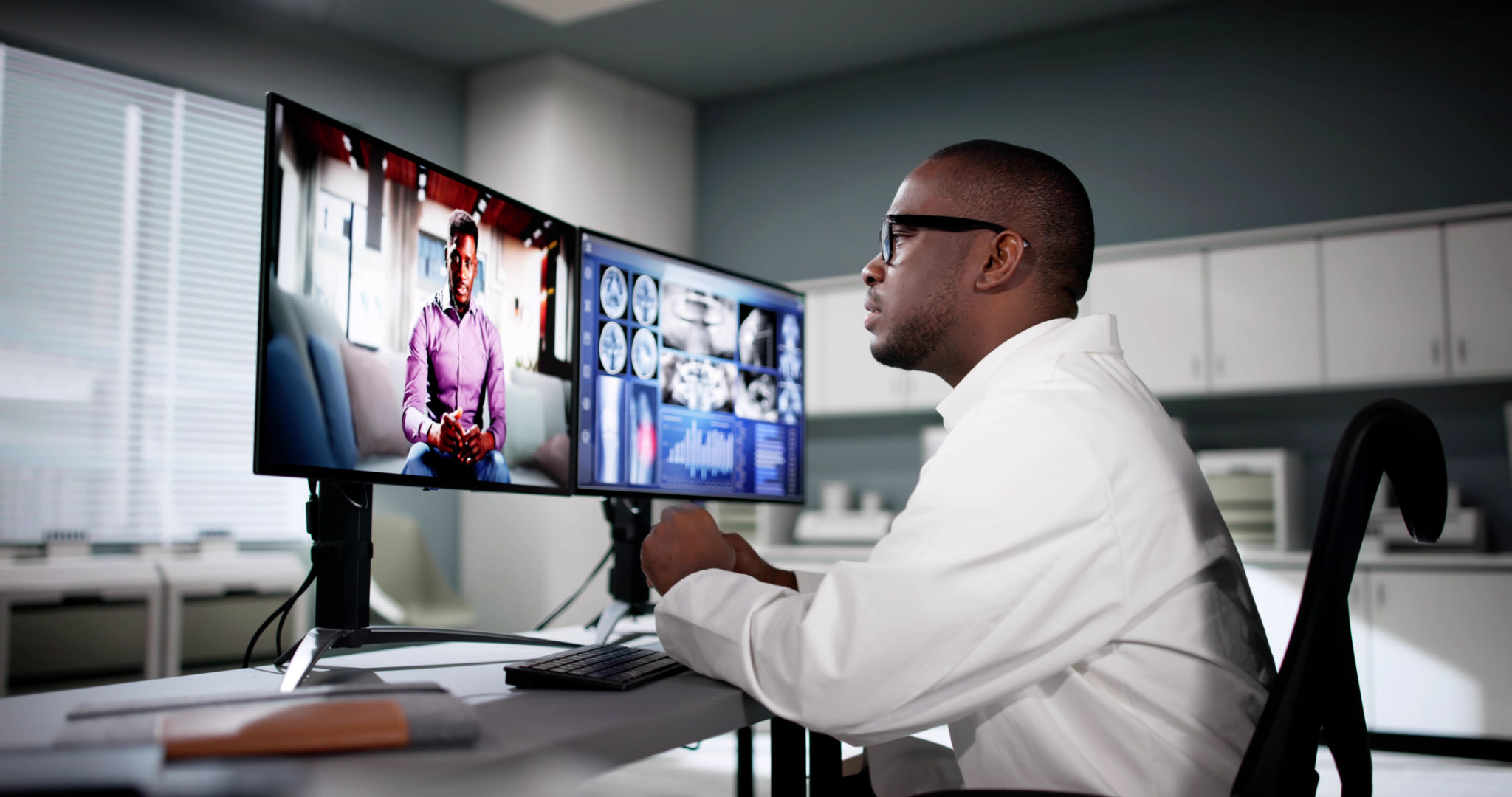 Doctor In Online Video Conference. Medical Webinar Doctor In Online Video Conference. Medical Webinar