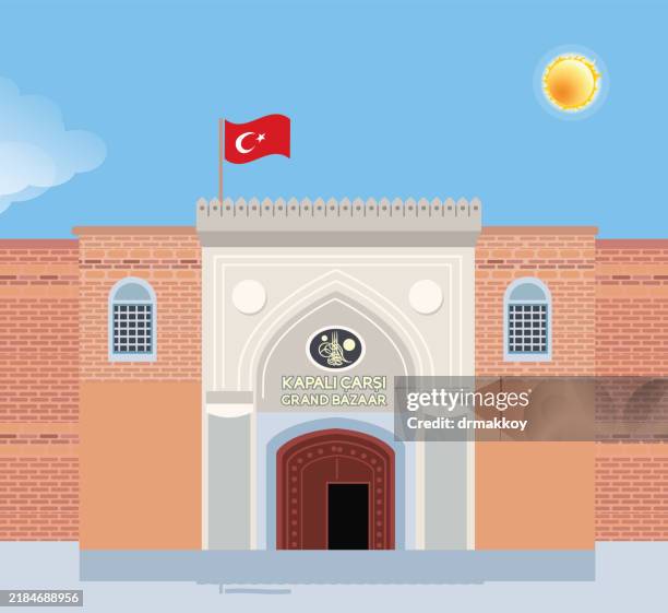grand bazaar entrance - grand bazaar stock illustrations