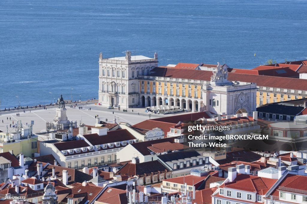View over Commerce Plaza or Praca do Comercio, Lisbon, Portugal, Europe