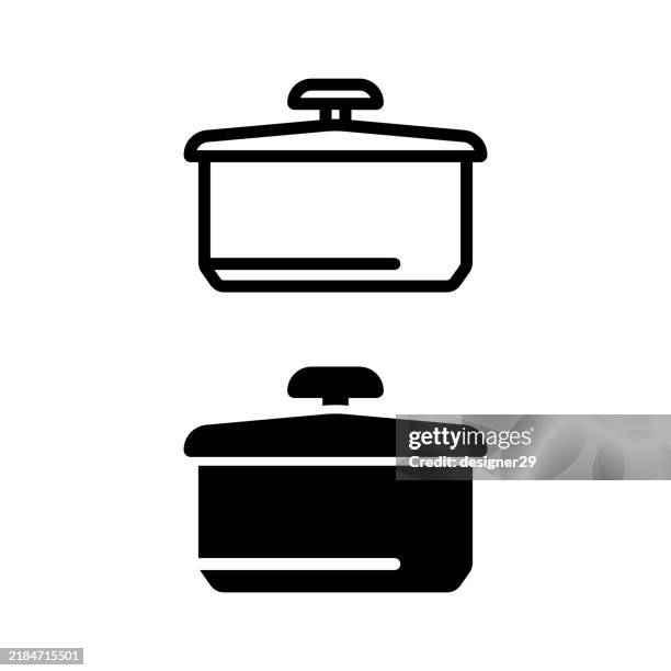 cooking pan icon vector design - dutch oven stock illustrations