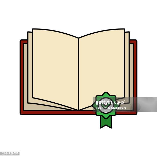 book or document icon with certificate. - dictionary page stock illustrations