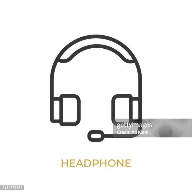 headphone glyph line icon. thin line icon that can be applied anywhere, simple, pixel perfect and modern style - call button stock illustrations