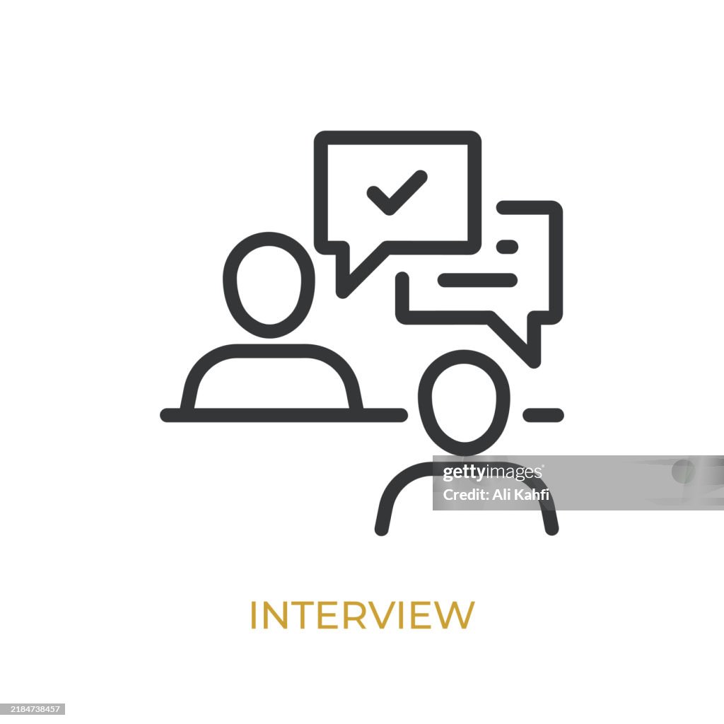 Interview glyph line icon. Thin line icon that can be applied anywhere, simple, pixel perfect and modern style