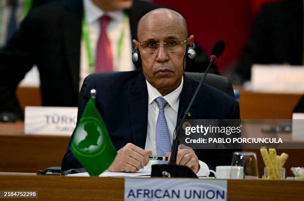 Mauritania's President and president of the African Union Mohamed Ould Ghazouani attends the first day of the G20 Summit in Rio de Janeiro, Brazil,...