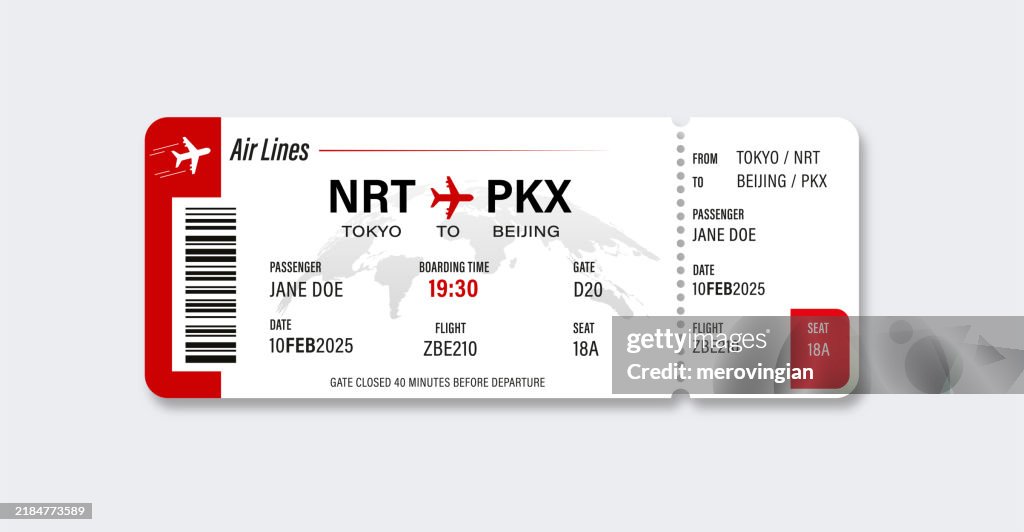 Airplane ticket, boarding pass ticket template