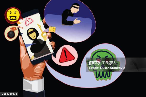 i've been a victim of online scam - bandit stock illustrations