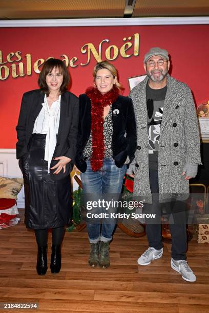 Valérie Bonneton, Alexandra Leclère and Kad Merad attend the "Les Boules De Noel" Premiere at Cinema Pathe Wepler on November 14, 2024 in Paris,...