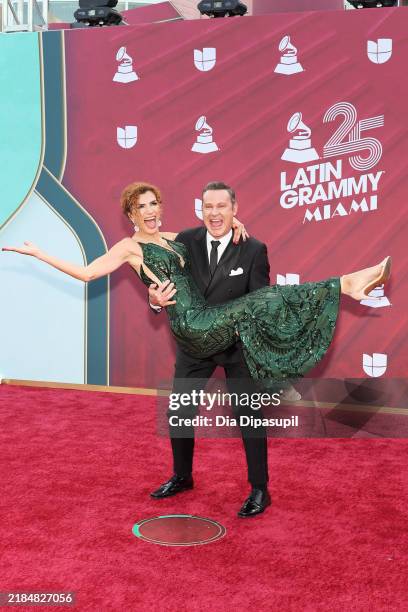 Cristy Tacher and Alan Tacher attend the 25th Annual Latin GRAMMY Awards at Kaseya Center on November 14, 2024 in Miami, Florida.