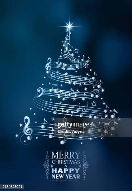 illustrations, cliparts, dessins animés et icônes de arbre abstrait de noel - musique de noël
