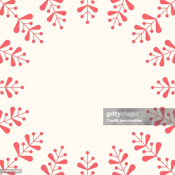cheery red folk art boughs - hygge illustration stock illustrations