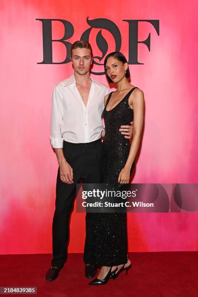 Lucky Blue Smith and Nara Aziza Smith attend the BoF VOICES Gala Dinner and Party at Soho Farmhouse on November 14, 2024 in Chipping Norton, England.