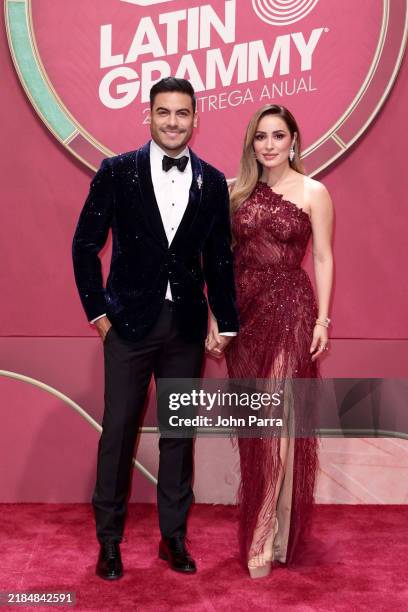 Carlos Rivera and Cynthia Deyanira Rodríguez Ruiz attend the 25th Latin GRAMMY Awards at Kaseya Center on November 14, 2024 in Miami, Florida.