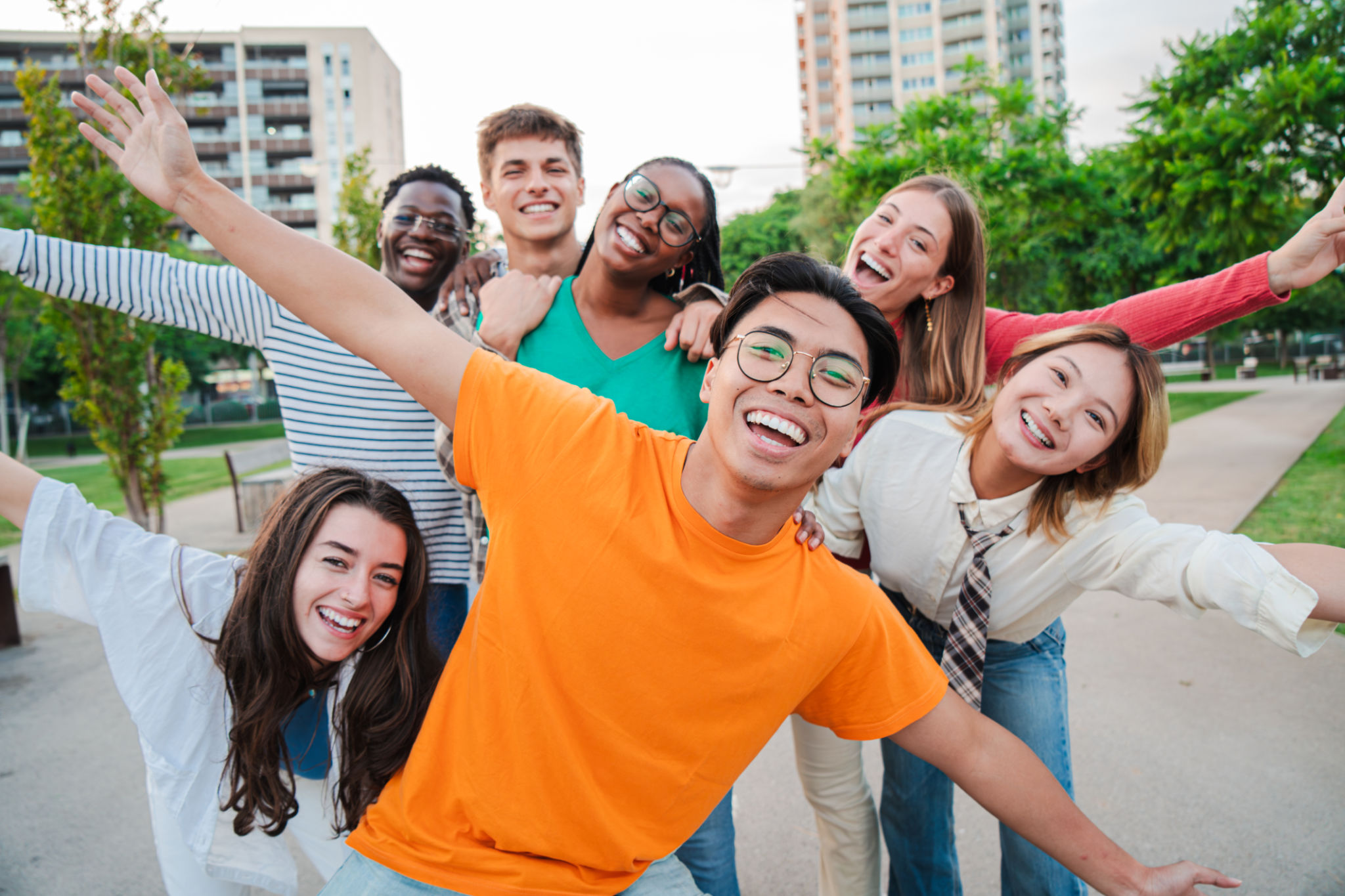students celebrating