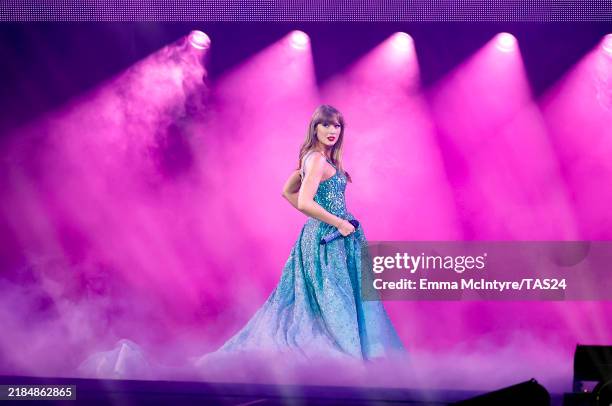 Taylor Swift performs onstage during "Taylor Swift | The Eras Tour" at Rogers Centre on November 14, 2024 in Toronto, Ontario.