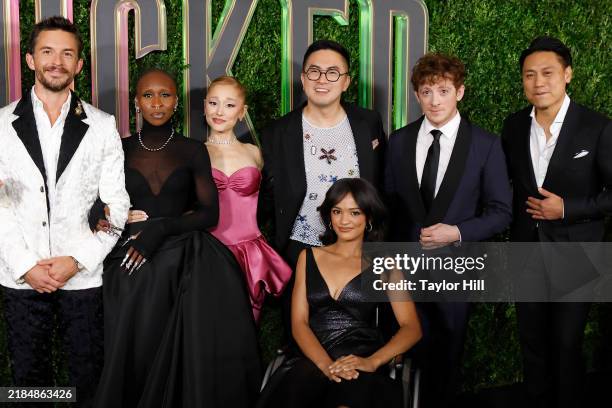 Jonathan Bailey, Cynthia Erivo, Ariana Grande, Bowen Yang, Marissa Bode, Ethan Slater, and Jon M. Chu attend the NYC premiere of "Wicked" at Museum...