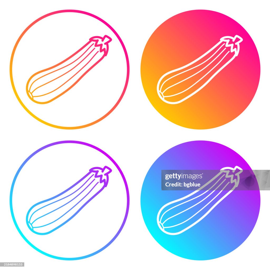 Zucchini or courgette. Round icons with color gradients