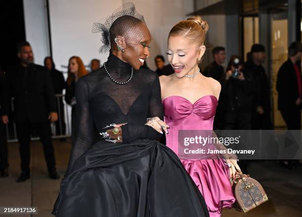 Cynthia Erivo and Ariana Grande arrive to the NYC premiere of "Wicked" at Museum of Modern Art on November 14, 2024 in New York City.