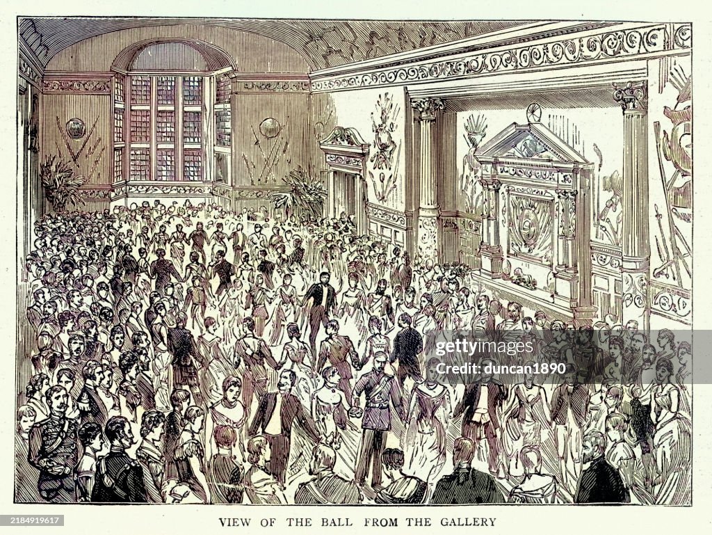 British Royal History, Ball at Sandringham, Coming of age of Prince Albert Victor, Duke of Clarence and Avondale, 1885, Vintage illustration 19th Century