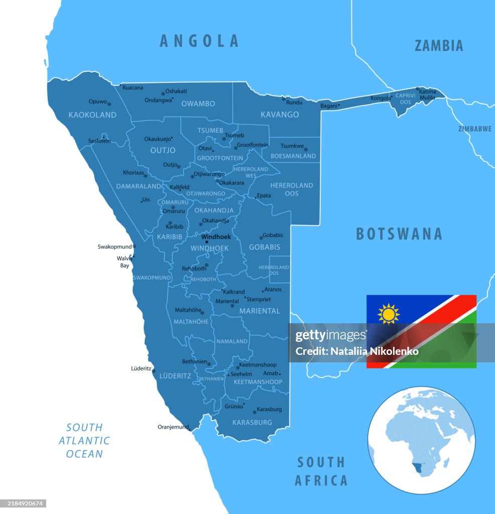 Namibia Map Image Namibia Detailed Map With Regions And Cities Of The Country High-Res ...