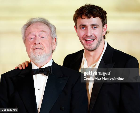 Paul Ridley Sir Ridley Scott and Paul Mescal attend Gladiator II The Royal Film ...