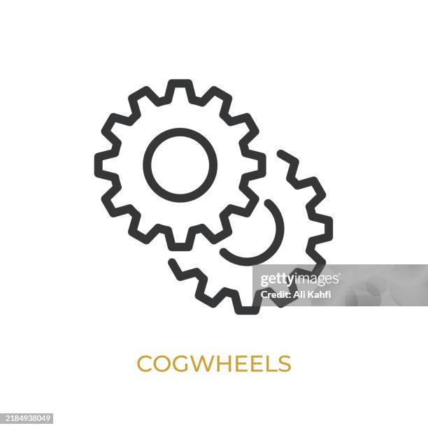 cogwheels glyph line icon. thin line icon that can be applied anywhere, simple, pixel perfect and modern style - gear shift stock illustrations