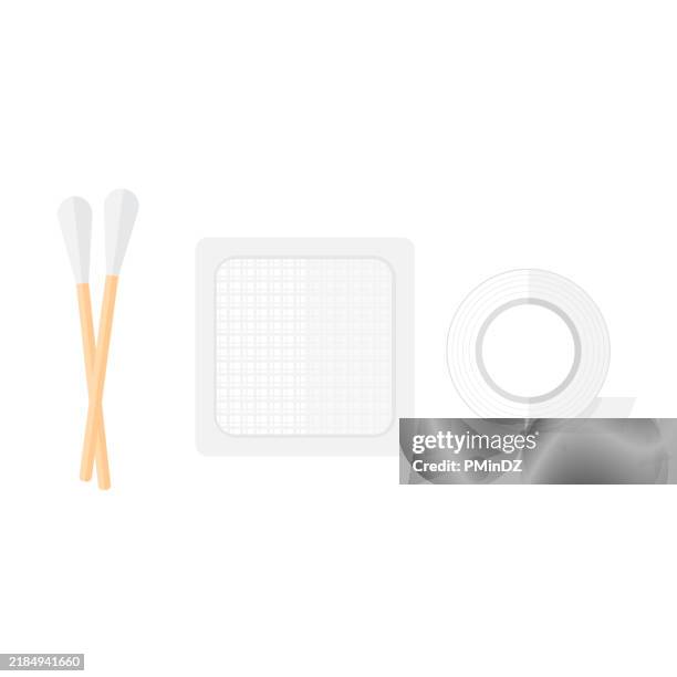first aid kit illustrations - cotton swab stock illustrations