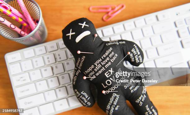 ex lover voodoo doll with pins. - revenge stock pictures, royalty-free photos & images