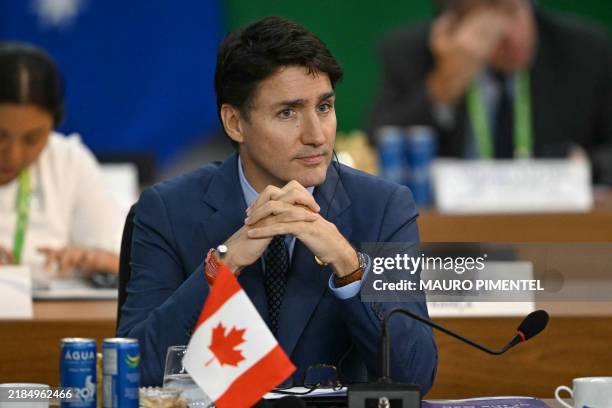 Canada's Prime Minister Justin Trudeau attends the third session of the G20 Leaders' Meeting in Rio de Janeiro, Brazil, on November 19, 2024.