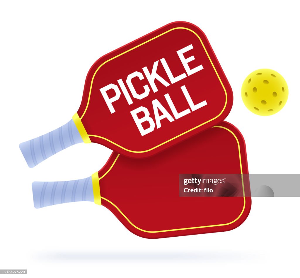 Pickleball Paddles and Ball Design Element