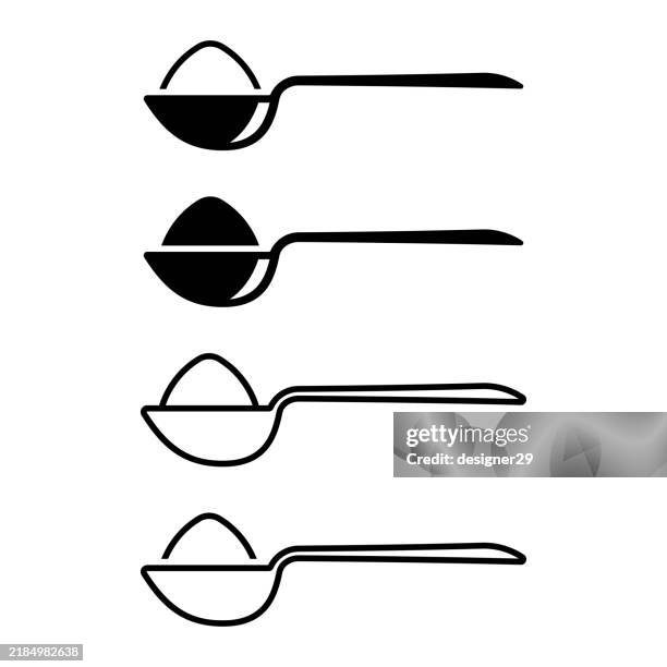 löffel mit zuckervektor-set - löffel stock-grafiken, -clipart, -cartoons und -symbole