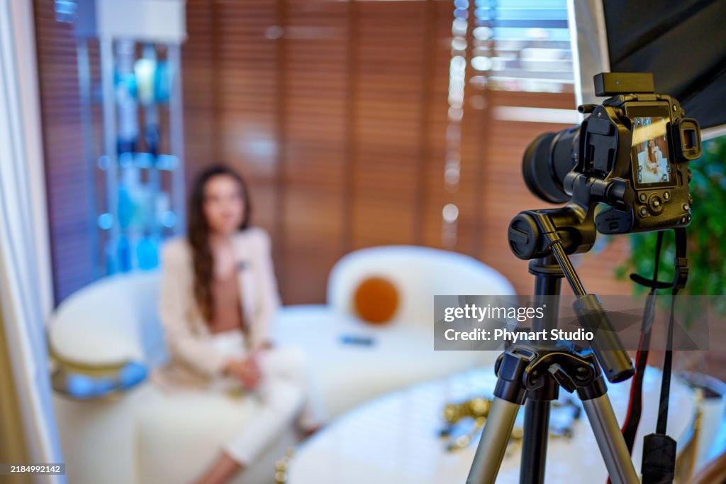Professional Video Recording Setup with Camera Focus