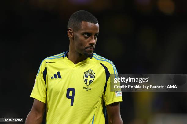 Alexander Isak of Sweden during the UEFA Nations League 2024/25 League C Group C1 match between Sweden and Azerbaijan at Strawberry Arena on November...