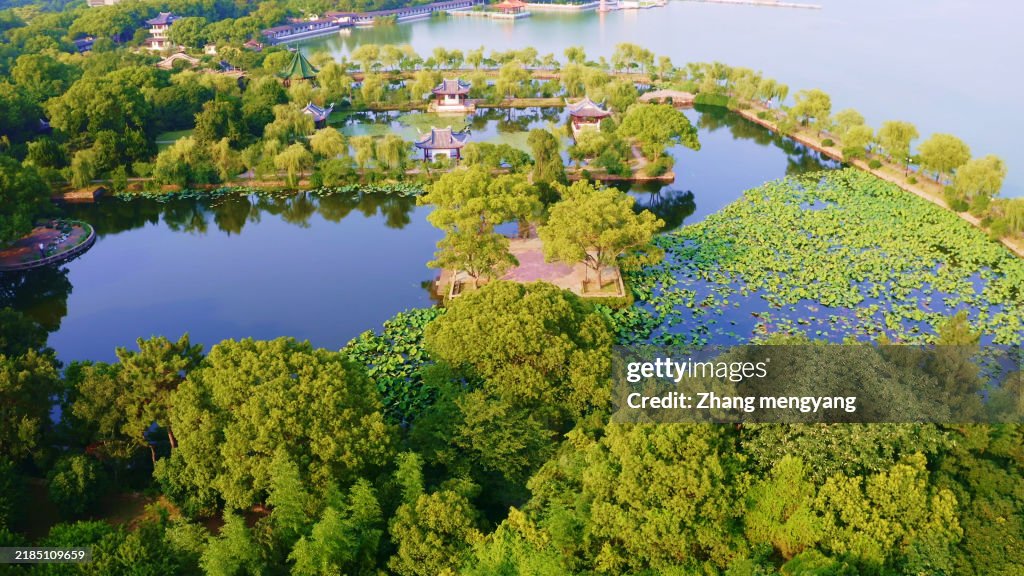 Aerial photography Of Taihu Lake,Yuantouzhu,Wuxi,Jiangsu,China,Asia.