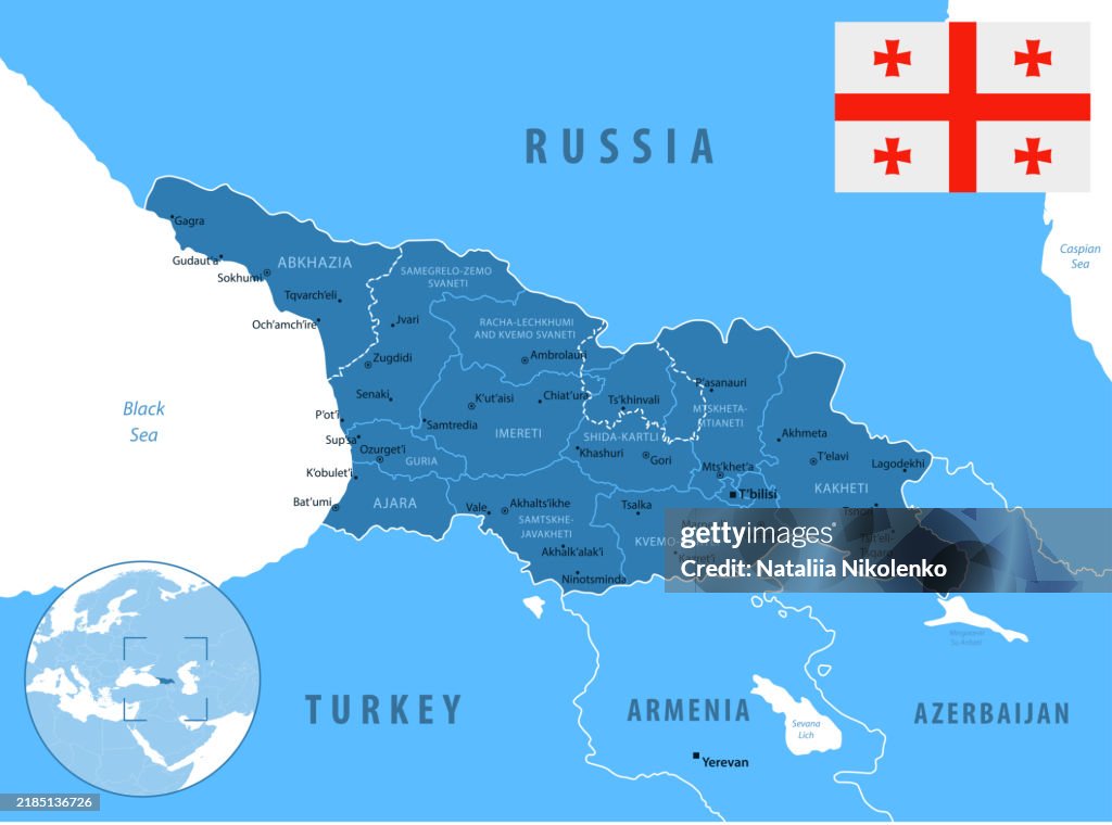 Georgia Country Code Map Georgia Detailed Map With Regions And Cities Of The Country Flag And ...