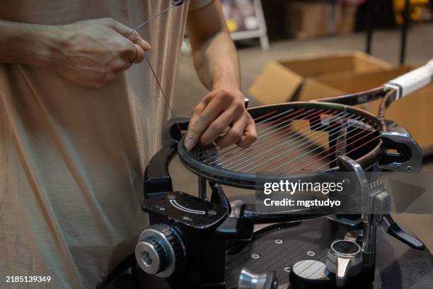 Someone Stringing A Racket 1,507 Parts Of A Tennis Racket Stock Photos, High-Res Pictures, and ...