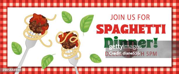 spaghetti dinner fundraiser web banner template - spaghetti meatballs stock illustrations
