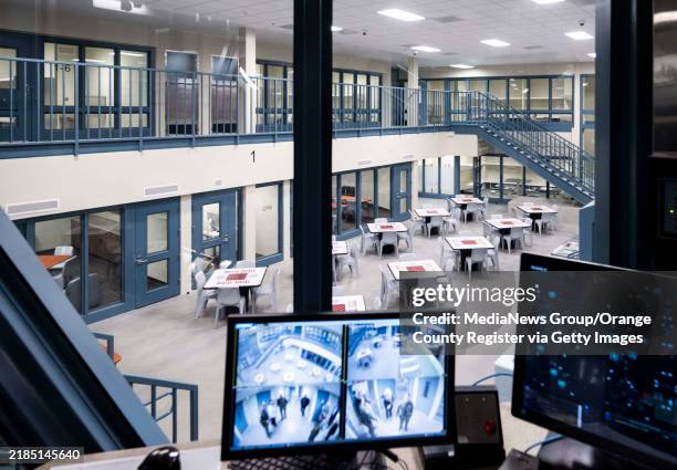 November 19: A guard station overlooks a housing unit at the James A. Musick Facility in Irvine, CA. The 896-bed facility will house minimum and...